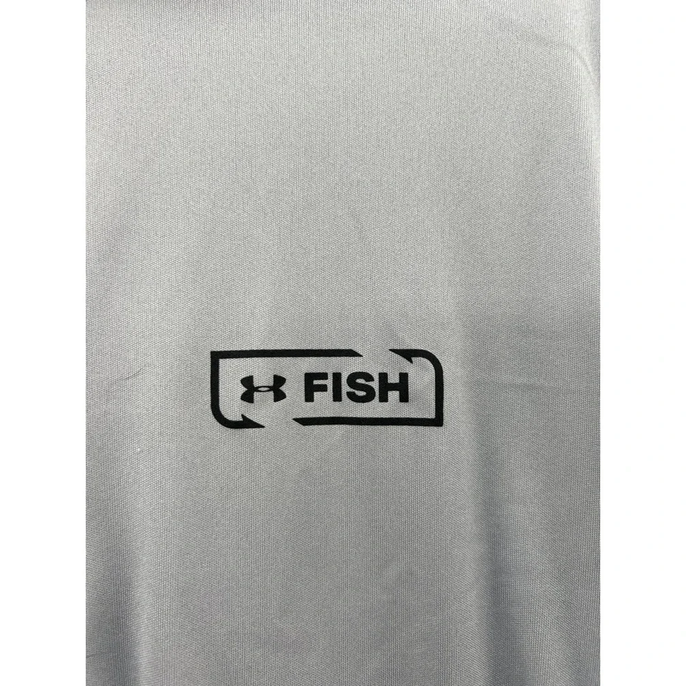 Under Armour Fish HeatGear Shirt Mens XL Gray 1/4 Zip Pullover Long Sleeve - Picture 2 of 13